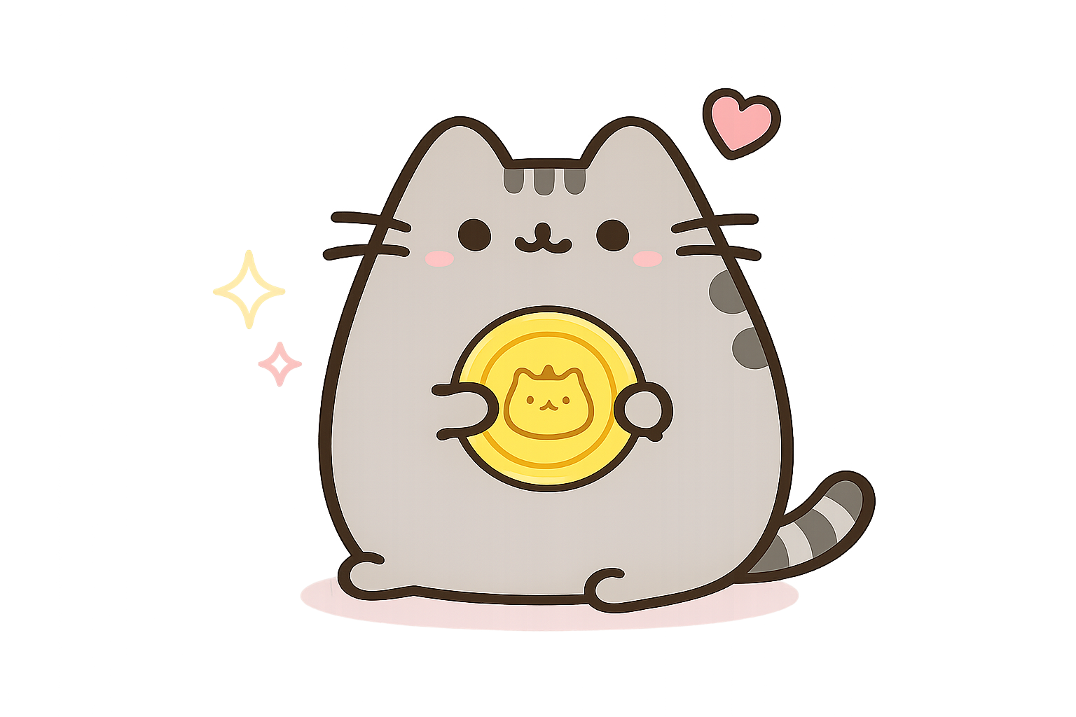 Pusheen holding a coin